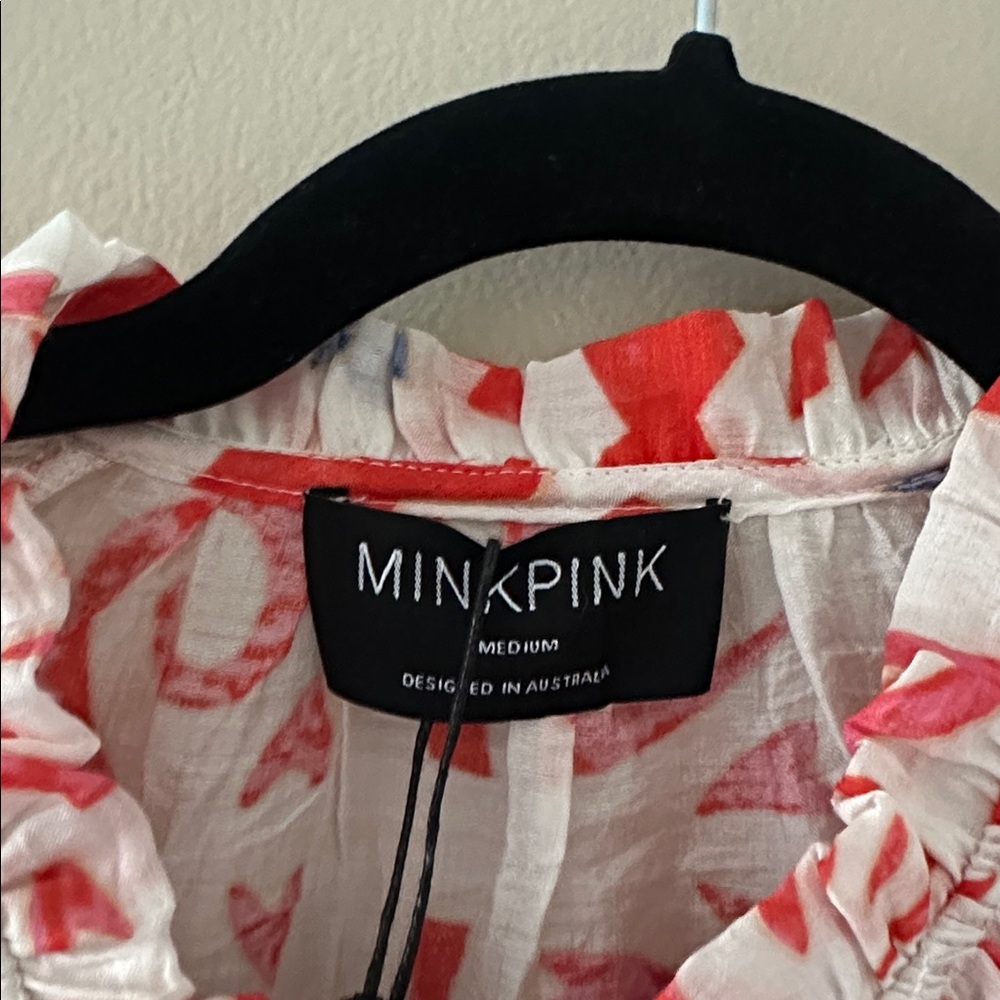 MINKPINK NWT Lolani Smocked Long Sleeve Blouse Size Medium - Picture 9 of 14